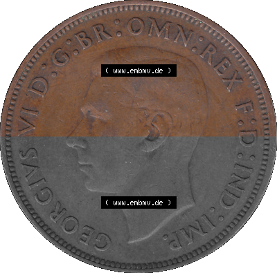 Großbritannien Umlaufmünze 1937-1948, 1 One Penny 1946 (Stück 1), George VI, GEORGIVS VI DGBROMNREX FDINDIMP. HP Sammlung