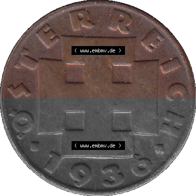 2 / Zwei Groschen Österreich in original Farbgebung von Scanner transparenten PNG 1925-1938, 2 Zwei Groschen, Krückenkreuz 1936... Sammlung