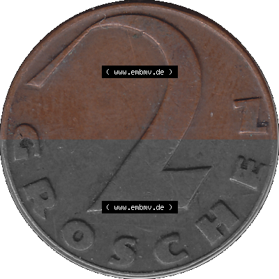 2 / Zwei Groschen Österreich in original Farbgebung von Scanner transparenten PNG 1925-1938, 2 Zwei Groschen, Krückenkreuz 1930... Sammlung
