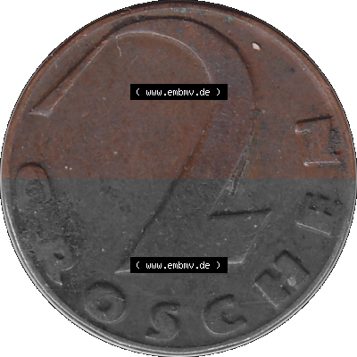 2 / Zwei Groschen Österreich in original Farbgebung von Scanner transparenten PNG 1925-1938, 2 Zwei Groschen, Krückenkreuz 1926... Sammlung