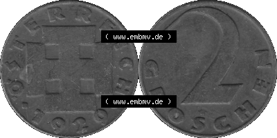 2 / Zwei Groschen Österreich in s/w Schwarzweiß bzw. Graustufen Farbgebung von Scanner transparenten PNG 1925-1938, 2 Zwei Groschen,... Sammlung