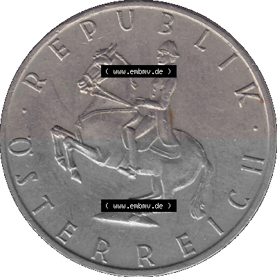 5 / Fünf Schilling Österreich in original Farbgebung von Scanner transparenten PNG 1968-2001, 5 Schilling 1970 (Stück 2), Reiter... Sammlung