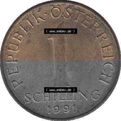 Österreich 1 / Ein Schilling 1959-2001, 1 Schilling 1991 (Stück 2) Sammlung