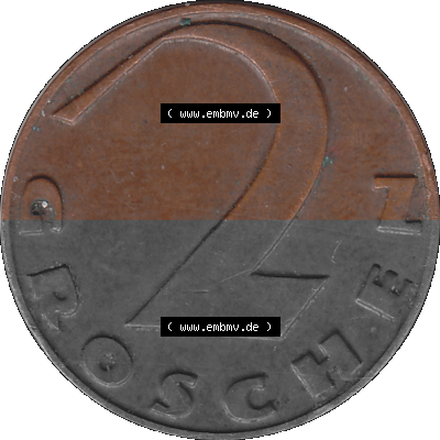 2 / Zwei Groschen Österreich in original Farbgebung von Scanner transparenten PNG 1925-1938, 2 Zwei Groschen, Krückenkreuz 1928... Sammlung