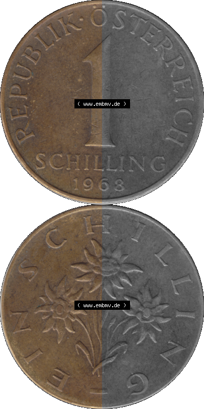 Österreich 1 / Ein Schilling 1959-2001, 1 Schilling 1968 (Stück 1) Sammlung