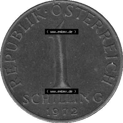Österreich 1 / Ein Schilling in Graustufen 1959-2001, 1 Schilling 1972 (Stück 1), Ein Shilling Edelweiß Graustufen Sammlung