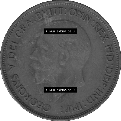 Großbritannien Umlaufmünze One Penny, 1 Pence 1928-1936, 1 One Penny, 1935 (Stück 1), George V. BM GEORGIVS V DEI GRABRITTOMNREX... Sammlung