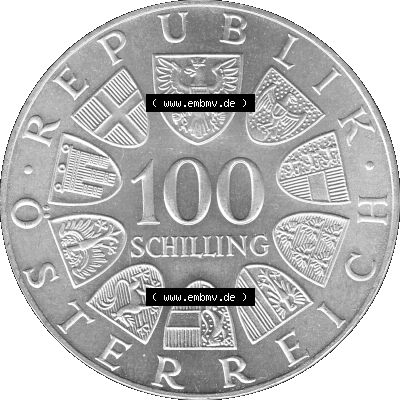 100 / Einhundert Schilling Österreich in s/w Schwarzweiß bzw. Graustufen Farbgebung von Scanner transparenten PNG 1976-1976,... Sammlung