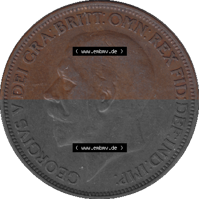 Großbritannien Umlaufmünze One Penny, 1 Pence 1927-1927, 1 One Penny, 1927 (Stück 1), George V, BM GEORGIVS V DEI GRABRITTOMNREX... Sammlung