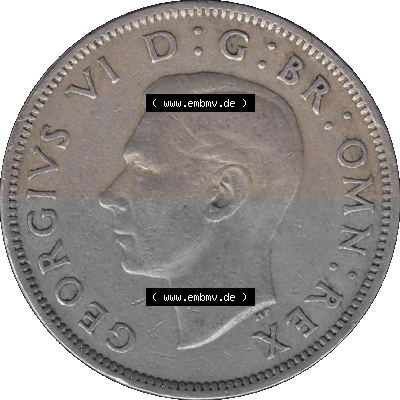 Alte Münze Großbritannien, Bild in Farbe bzw. Color PNG-Grafik, Umlaufmünze aus dem Zeitraum 1947-1948, 2 Schilling-Florin,... Sammlung
