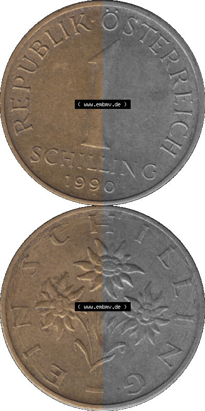 Österreich 1 / Ein Schilling 1959-2001, 1 Schilling 1990 (Stück 1) Sammlung