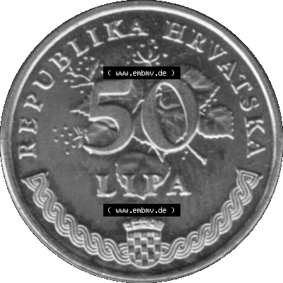 Kroatien Umlaufmünze 1993-2021, 50 Lipa 2003 (Stück 1) Graustufen Graustufen Sammlung