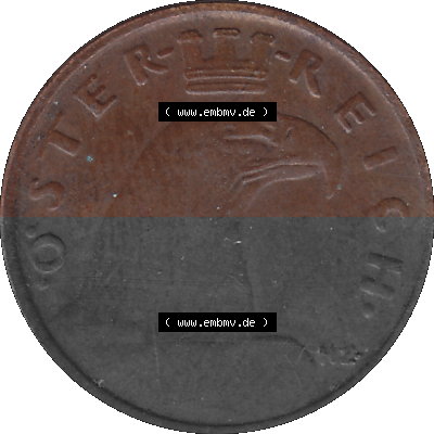 1 / Ein Groschen Österreich in original Farbgebung von Scanner transparenten PNG 1925-1938, 1-Ein Groschen, Adlerkopf mit Mauerkrone... Sammlung