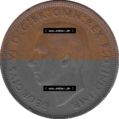 Großbritannien Umlaufmünze 1937-1948, 1 One Penny 1948 (Stück 1), George VI, GEORGIVS VI DGBROMNREX FDINDIMP. HP Sammlung