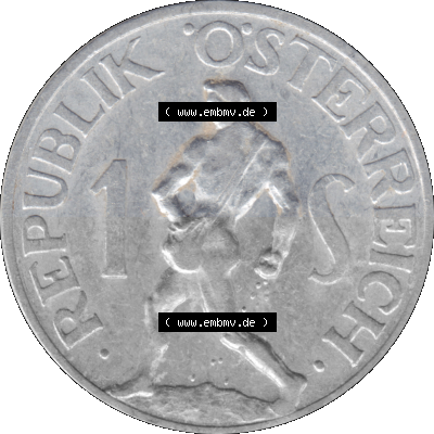 Österreich 1 / Ein Schilling 1946-1957, 1 Schilling 1957 (Stück 1) Sammlung