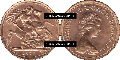 Alte Goldmünze Großbritannien 1974-1984, 1 Sovereign 1978 (Stück 1) Sammlung