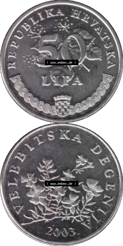 Kroatien Umlaufmünze 1993-2021, 50 Lipa 2003 (Stück 1) Sammlung