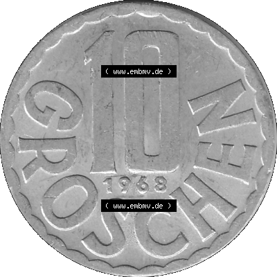 10 / Zehn Groschen Österreich in s/w Schwarzweiß bzw. Graustufen Farbgebung von Scanner transparenten PNG 1951-2001, 10 Groschen... Sammlung