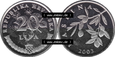 Kroatien Umlaufmünze 1993-2021, 20 Lipa 2003 (Stück 1) Sammlung