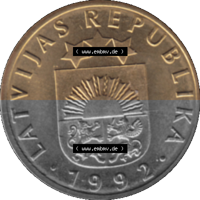 Lettland Umlaufmünze 1992-2008, 10 Santimu 1992 (Stück 1), VS.: Staatswappen von Latvijas Republika, RS.: Wert-Zahl Sammlung