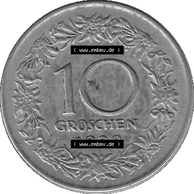 10 / Zehn Groschen Österreich in s/w Schwarzweiß bzw. Graustufen Farbgebung von Scanner transparenten PNG 1925-1929, 10 Groschen... Sammlung