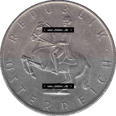 5 / Fünf Schilling Österreich in original Farbgebung von Scanner transparenten PNG 1968-2001, 5 Schilling 1980 (Stück 1), Reiter... Sammlung
