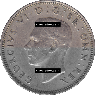 Alte Münze Großbritannien, Bild in Farbe bzw. Color PNG-Grafik 1947-1948, 1 One Schilling - One Shilling, 1948 (Stück 10) Sitzender... Sammlung