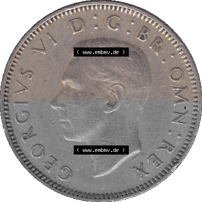 Alte Münze Großbritannien, Bild in Farbe bzw. Color PNG-Grafik 1947-1948, 1 One Schilling - One Shilling, 1948 (Stück 7) Stehender... Sammlung