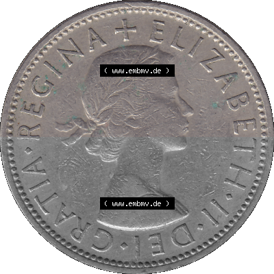 Alte Münze Großbritannien, Bild in Farbe bzw. Color PNG-Grafik, Umlaufmünze aus dem Zeitraum 1954-1970, 2 Schilling-Florin,... Sammlung