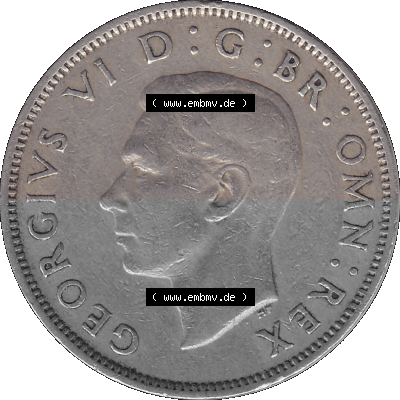 Alte Münze Großbritannien, Bild in Farbe bzw. Color PNG-Grafik, Umlaufmünze aus dem Zeitraum 1949-1951, 2 Schilling-Florin,... Sammlung