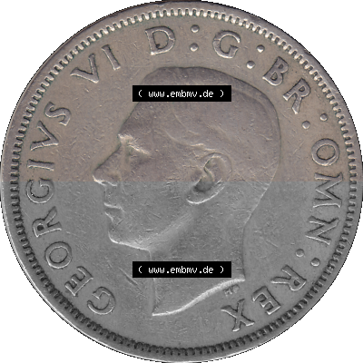 Alte Münze Großbritannien, Bild in Farbe bzw. Color PNG-Grafik, Umlaufmünze aus dem Zeitraum 1947-1948, 2 Schilling-Florin,... Sammlung
