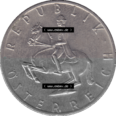 5 / Fünf Schilling Österreich in original Farbgebung von Scanner transparenten PNG 1968-2001, 5 Schilling 1982 (Stück 1), Reiter... Sammlung