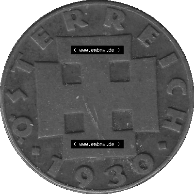 2 / Zwei Groschen Österreich in s/w Schwarzweiß bzw. Graustufen Farbgebung von Scanner transparenten PNG 1925-1938, 2 Zwei Groschen,... Sammlung
