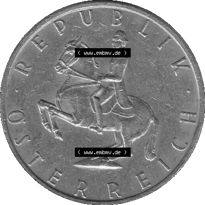 5 / Fünf Schilling Österreich in s/w Schwarzweiß bzw. Graustufen Farbgebung von Scanner transparenten PNG 1968-2001, 5 Schilling... Sammlung