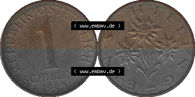 Österreich 1 / Ein Schilling 1959-2001, 1 Schilling 1989 (Stück 1) Sammlung