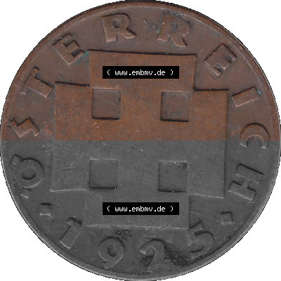 2 / Zwei Groschen Österreich in original Farbgebung von Scanner transparenten PNG 1925-1938, 2 Zwei Groschen, Krückenkreuz 1925... Sammlung