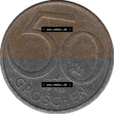 50 / Fünfzig Groschen Österreich in original Farbgebung von Scanner transparenten PNG 1959-2001, 50 Groschen 1986 (Stück 1),... Sammlung