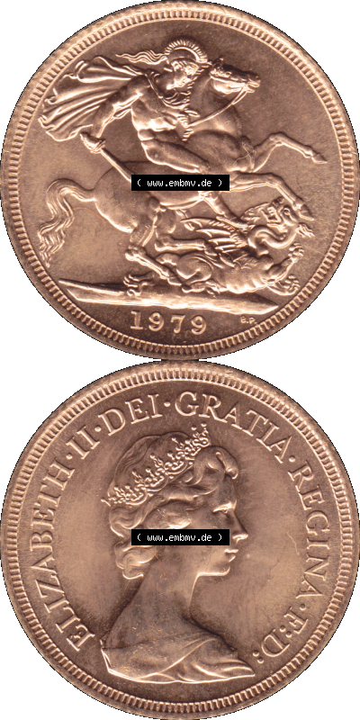 Alte Goldmünze Großbritannien 1974-1984, 1 Sovereign 1979 (Stück 1) Sammlung