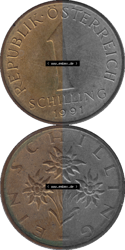 Österreich 1 / Ein Schilling 1959-2001, 1 Schilling 1991 (Stück 1) Sammlung