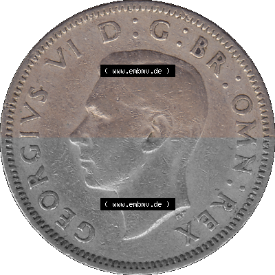 Alte Münze Großbritannien, Bild in Farbe bzw. Color PNG-Grafik 1947-1948, 1 One Schilling - One Shilling, 1947 (Stück 2) Sitzender... Sammlung