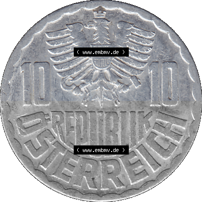 10 / Zehn Groschen Österreich in original Farbgebung von Scanner transparenten PNG 1951-2001, 10 Groschen 1963 (Stück 1) Sammlung