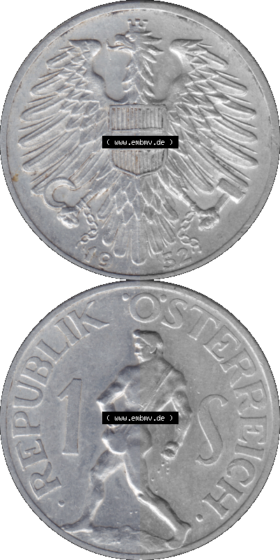 Österreich 1 / Ein Schilling 1946-1957, 1 Schilling 1952 (Stück 1) Sammlung