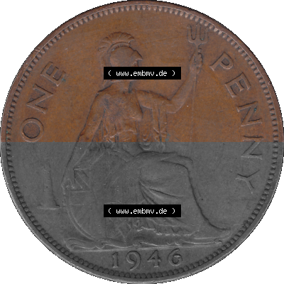 Großbritannien Umlaufmünze 1937-1948, 1 One Penny 1946 (Stück 1), George VI, GEORGIVS VI DGBROMNREX FDINDIMP. HP Sammlung
