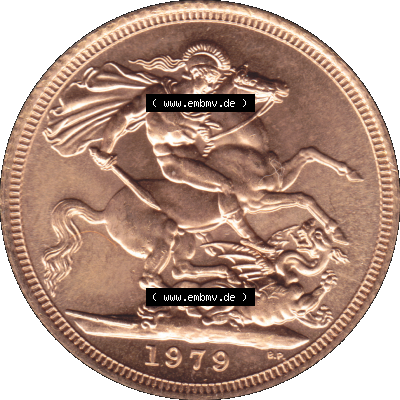 Alte Goldmünze Großbritannien 1974-1984, 1 Sovereign 1979 (Stück 1) Sammlung