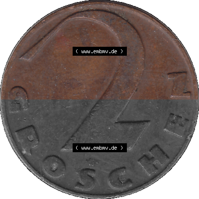 2 / Zwei Groschen Österreich in original Farbgebung von Scanner transparenten PNG 1925-1938, 2 Zwei Groschen, Krückenkreuz 1929... Sammlung