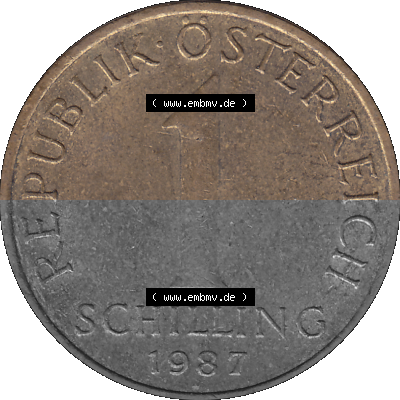 Österreich 1 / Ein Schilling 1959-2001, 1 Schilling 1987 (Stück 1), Edelweiß, Münze / Kursmünze aus Österreich Sammlung