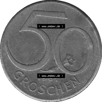 50 / Fünfzig Groschen Österreich in s/w Schwarzweiß bzw. Graustufen Farbgebung von Scanner transparenten PNG 1959-2001, 50... Sammlung