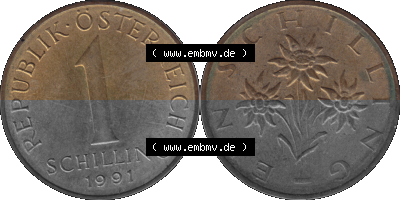 Österreich 1 / Ein Schilling 1959-2001, 1 Schilling 1991 (Stück 1) Sammlung