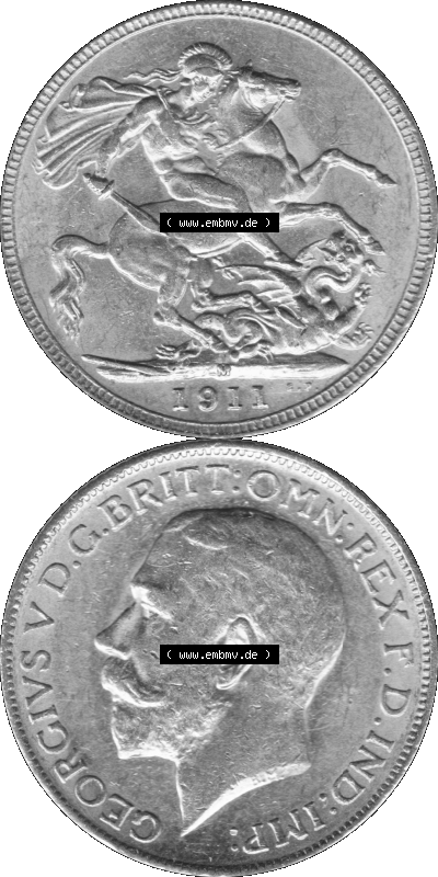 Alte Goldmünze Großbritannien Bilder in s/w bzw. Graustufen 1911-1927, 1 Pfund Sovereign 1911 (Stück 1) Graustufen Sammlung