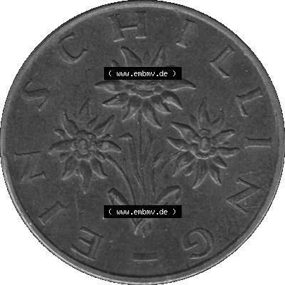 Österreich 1 / Ein Schilling in Graustufen 1959-2001, 1 Schilling 1972 (Stück 1), Ein Shilling Edelweiß Graustufen Sammlung